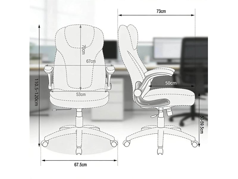  Fauteuil de bureau exécutif noir à dossier haut, basculant et réglable avec accoudoirs rabattables et roulettes  - Conforama C