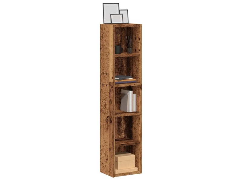  Lot de 2 armoires à cd modernes espace de rangement 21 x 16 x 93 cm en bois d'ingénierie vieux bois 02_0050684  - Conforama A