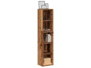 Lot de 2 armoires à cd modernes espace de rangement 21 x 16 x 93 cm en bois d'ingénierie vieux bois 02_0050684