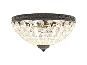 Plafonnier vintage en cristal avec 2 douilles e14 40w et 168 perles de cristal, noir, idéal pour chambre ou salon.