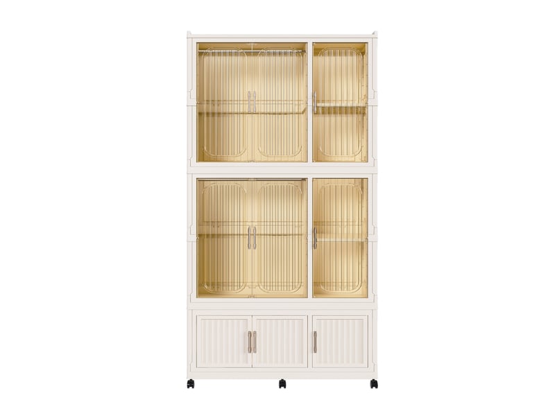  Armoire modulable pliable 92x45x196 cm avec 9 portes coloris beige  - Conforama A