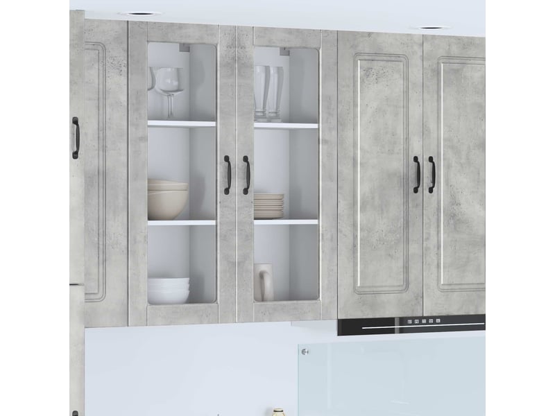  Meuble mural de cuisine, cabinet en verre mural gris béton 40x31x100cm shl9189  - Conforama B