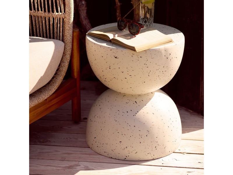  Table d'appoint en fibre d'argile blanche et aspect terrazzo - fibralys FIBRALYS - Conforama B