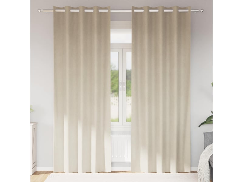  Lot de 2 rideaux, rideaux de fenêtre crème 140 x 245 cm velours cf44026  - Conforama B