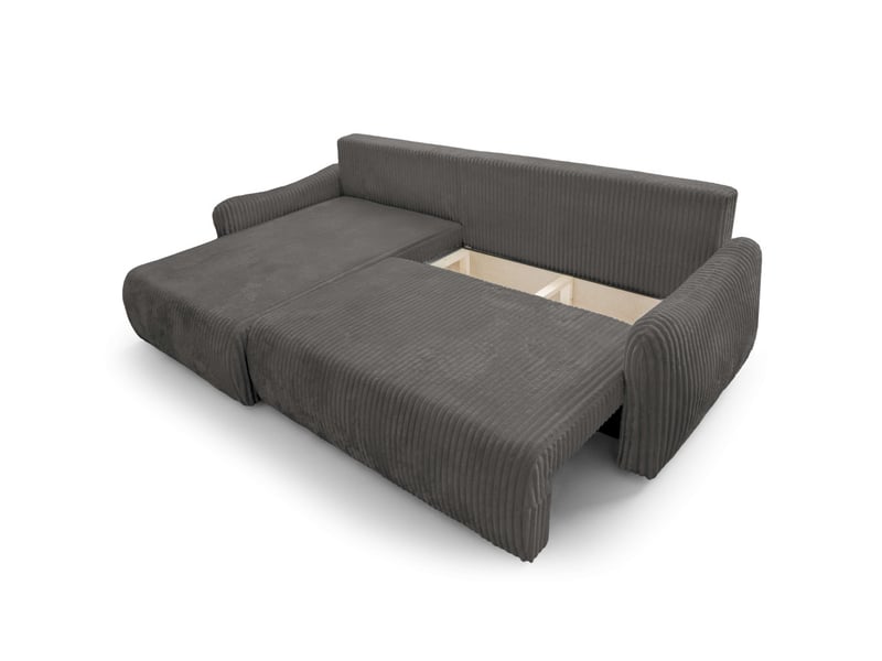  Apoline - canapé d'angle réversible convertible 4 places avec coffre en velours côtelé épais  - Conforama D