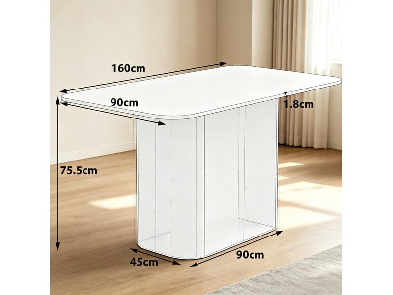  Table à manger rectangulaire 160 x 90 cm en mdf décor bois, hauteur 75,5 cm  - Conforama C