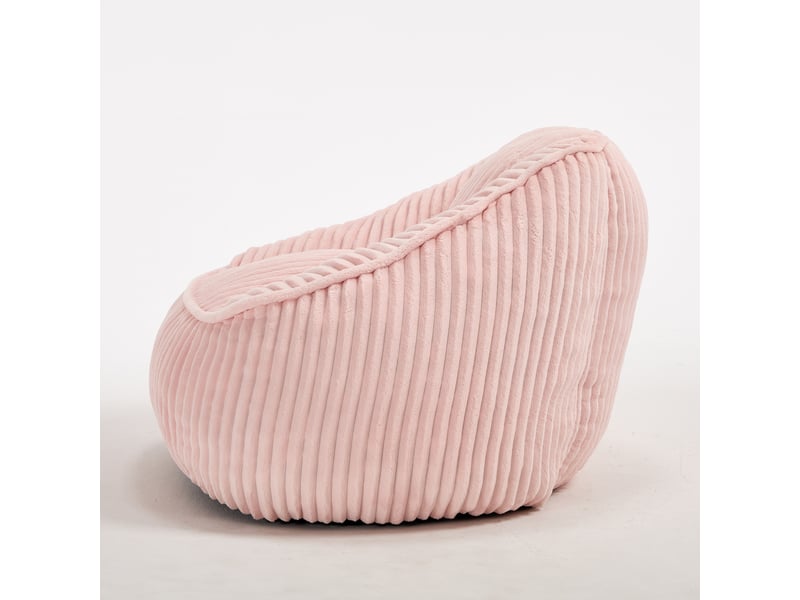  Fauteuil pouf sans assemblage, peluche bouclée rayée,rose, dimensions 92×98×73 cm  - Conforama R