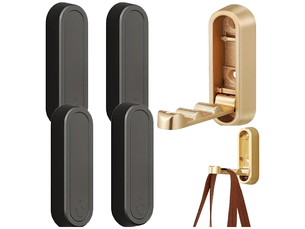 Lot de 4 crochets muraux pliables en aluminium, pliables à 90 degrés, invisibles pour bureau, cuisine, chambre, salle de bain, cuisine (noir