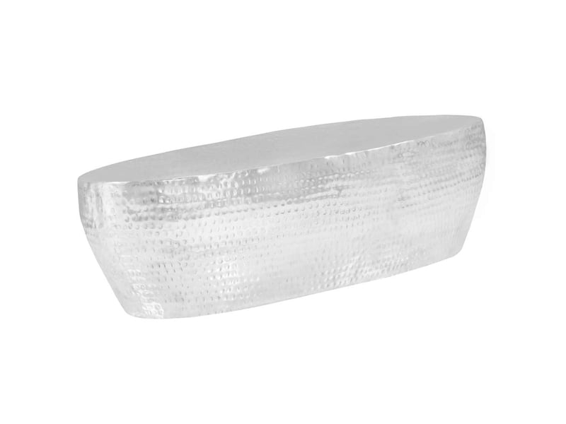  Table basse - table de salon - table à thé martelée argenté 100x50x28 cm aluminium  - Conforama C