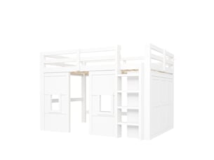 Lit mezzanine 140x200 cm BGSRYAO N879P000209K-1 coloris blanc