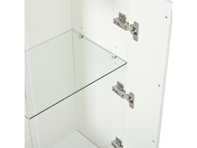 Ensemble meuble tv mural led 3 pièces 180 cm avec vitrine et étagère, mdf verre acrylique, blanc brillant - Conforama E