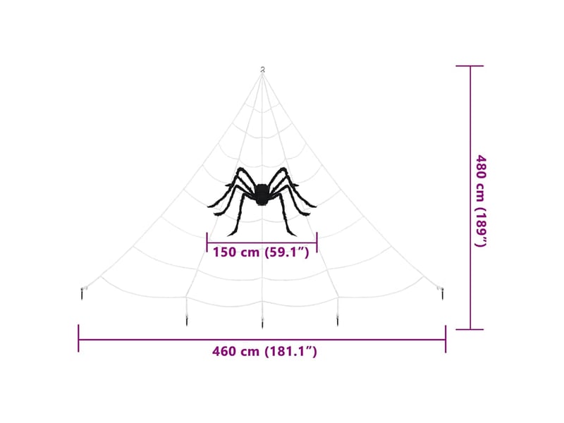 Décoration d'araignée d'halloween avec toiles 4 pc 150 cm cf61902 - Conforama E