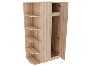Armoire tcqpz double porte 90 x 55 x 170 cm avec étagères et tiroirs coloris bois naturel