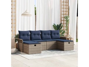 Vidaxl ensemble de canapé de jardin avec coussin 6 pcs poly rotin