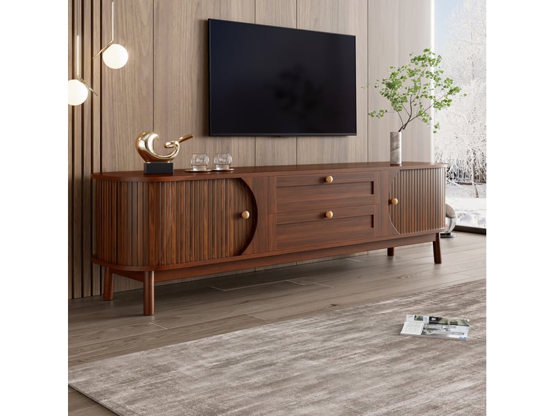  Meuble tv modenvie avec rangement 170 x 39,5 x 46 cm mdf noyer  - Conforama E