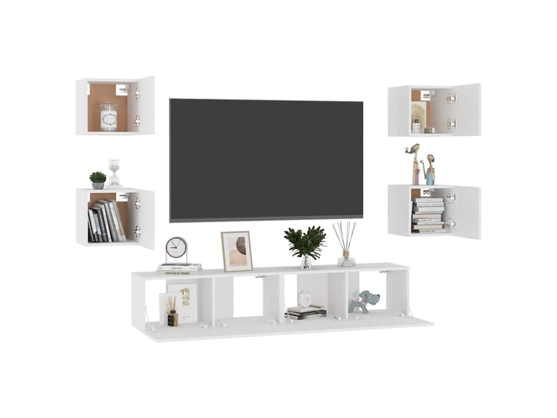  Ensemble de meubles tv 6 pcs blanc bois d'ingénierie shl70173  - Conforama C