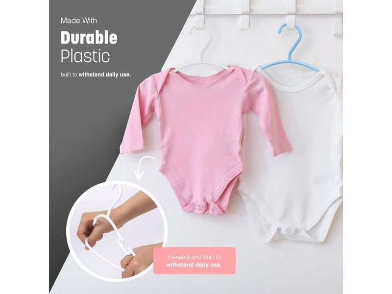  Lot de 36 cintres pour vêtements d'enfants, en plastique antidérapant, ronds et peu encombrants, pour un rangement optimal des vêtements d'enfants.  - Conforama C