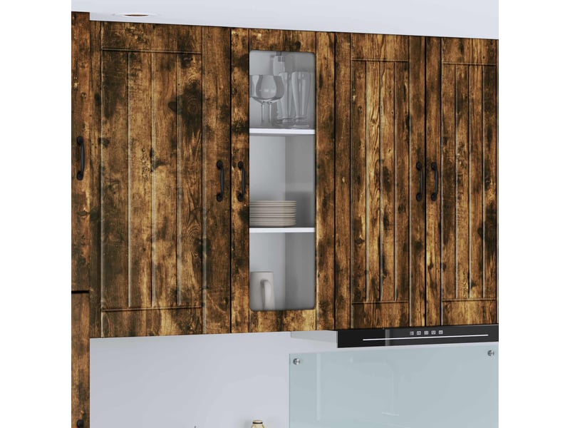  Meuble mural de cuisine, cabinet en verre mural chêne fumé 40x31x100cm shl8672  - Conforama B