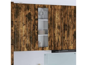 Meuble mural de cuisine, cabinet en verre mural chêne fumé 40x31x100cm shl8672