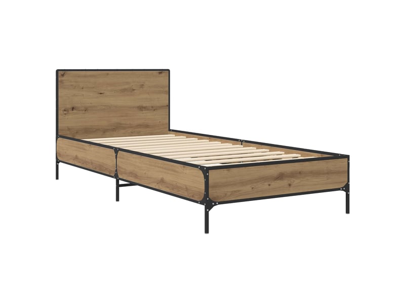 Lit simple- lit adulte - cadre de lit avec tête de lit chêne artisanal 80 x 200 cm - Conforama B