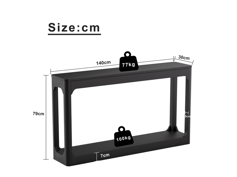  Bout de canapé 140x30x79 cm à 2 niveaux de rangement coloris noir  - Conforama C