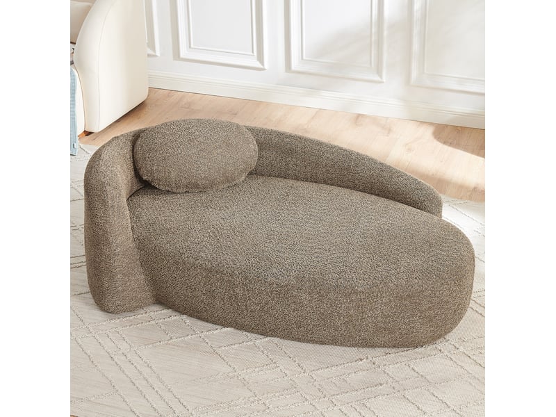  Canapé 1 place en tissu bouclette marron avec coussin de tête  - Conforama B