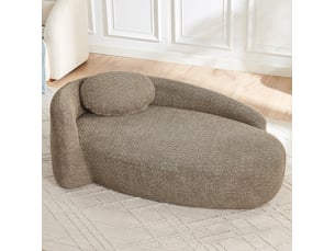 Canapé 1 place en tissu bouclette marron avec coussin de tête