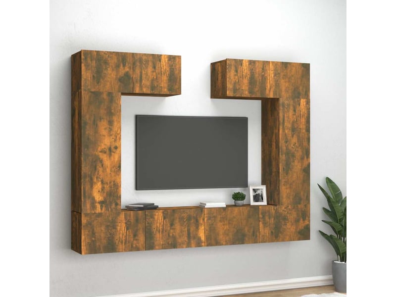  Ensemble de meubles tv - banc tv - meuble de rangement 6 pcs chêne fumé bois d'ingénierie  - Conforama B