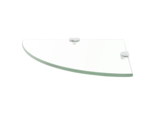 Étagère d'angle murale, étagère de coin avec supports chromés verre transparent 25 x 25 cm cf41418