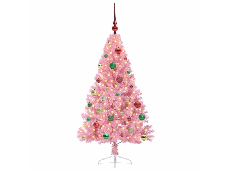 Sapin de noël artificiel, arbre de noël pré-éclairé rose 150 cm pvc shl7928 - Conforama C