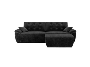 Canapé modulable en chenille noir mousse haute densité avec pouf,canapé salon 275cm style nuage confortable,compressé sans montage