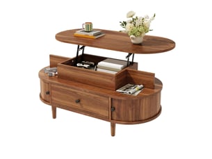 Table basse ovale coloris marron <strong>HAVRYA</strong> <strong></strong> - 50 cmx105 cm