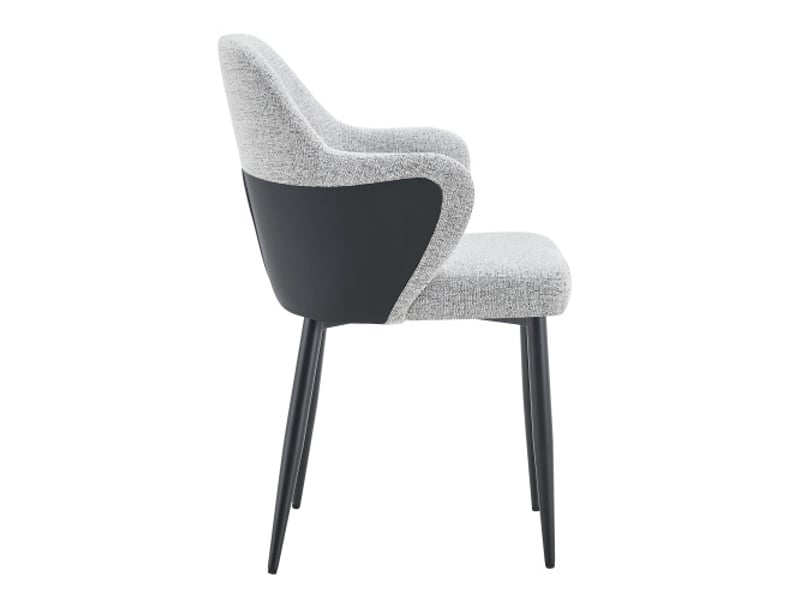  Lot de 2 chaises en tissu gris, dossier bicolore gris et noir, pieds métalliques croisés, hauteur 83 cm  - Conforama D