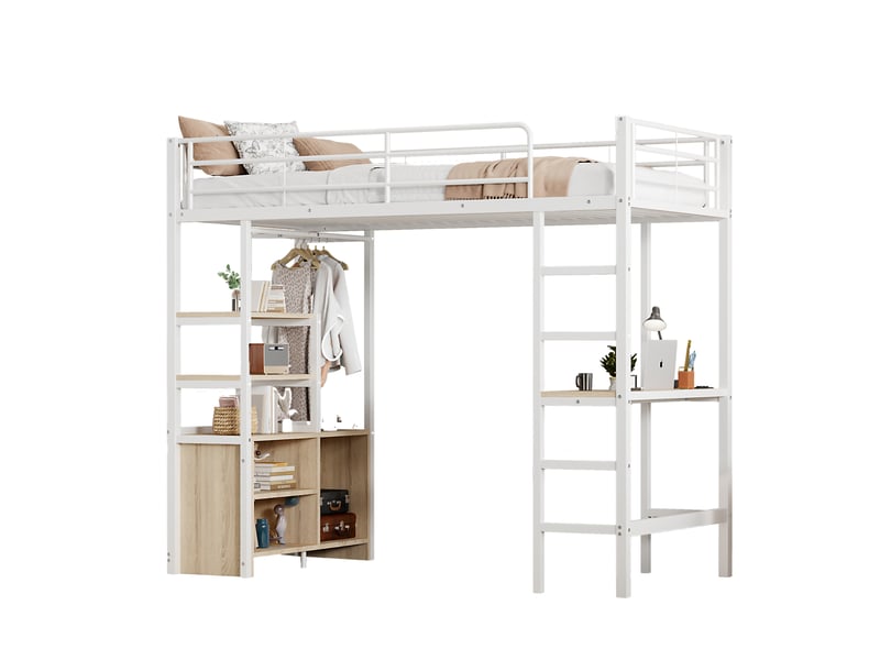  Lit mezzanine 90x200 cm coloris blanc métal lit enfant blanc - Conforama A