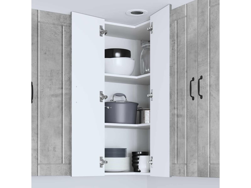 Meuble mural de cuisine, armoire d'angle cuisine lucca gris béton 57x57x100cm - Conforama D