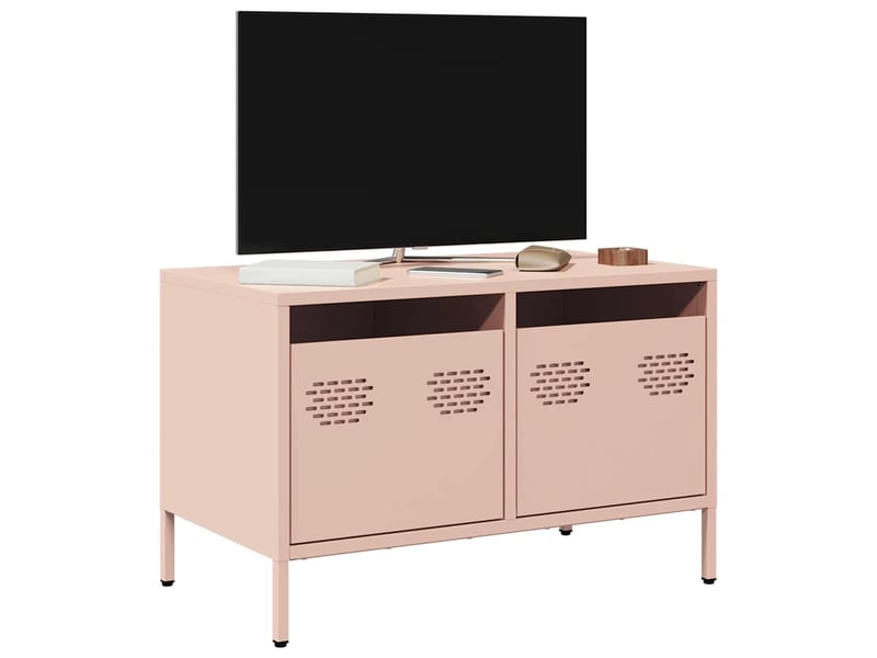  Meuble tv - banc tv - meuble de rangement rose 68x39x43,5 cm acier laminé à froid  - Conforama B