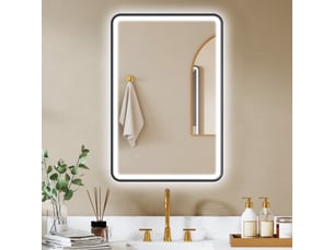 Miroir de salle de bain led avec cadre en aluminium noir 90x60 cm