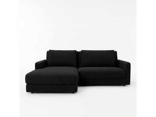 Canapé venezia laine bouclée angle g noir 3 pl