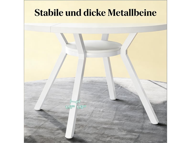 Table à manger ronde en bois et métal blanc ø120x75 cm - Conforama D