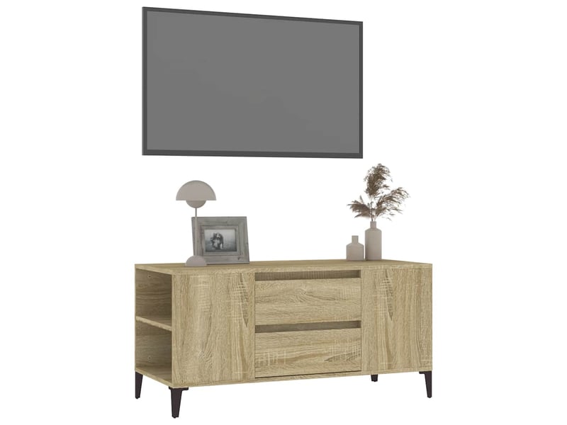  Meuble tv - banc tv - meuble de rangement chêne sonoma 102x44,5x50 cm bois d'ingénierie  - Conforama D