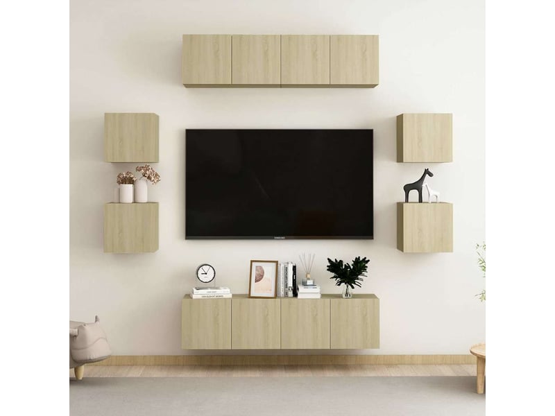  Ensemble de meubles tv 8 pcs chêne sonoma bois d'ingénierie shl5209  - Conforama B