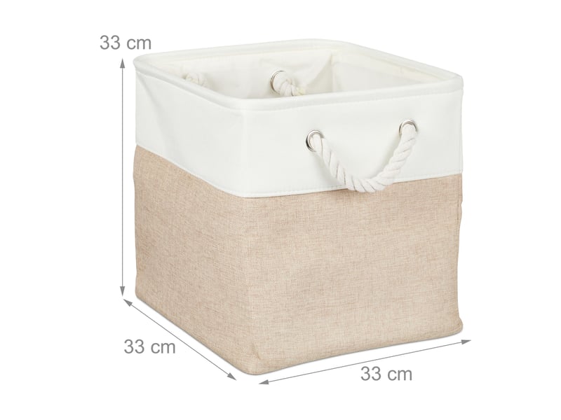  Lot de 4 paniers de rangement carrés 28 x 28 x 28 cm à 33 x 33 x 33 cm pliables modernes en lin beige 13_0017355  - Conforama A