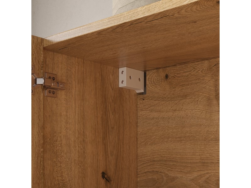  Armoire murale 3 portes rangement mural mdf naturel design moderne pour cuisine salle de bain 90x60 cm  - Conforama D