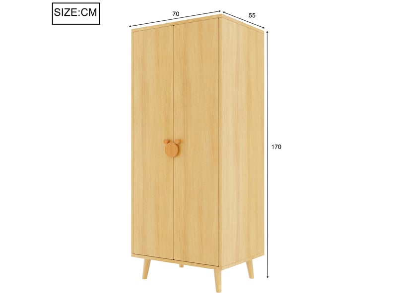 Armoire tcqpz 70 x 55 x 170 cm 2 portes rangement mdf couleur bois naturel  - Conforama C