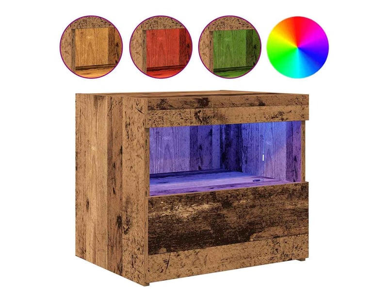  Lot de 2 table de chevet, table de nuit bois ancien 50 x 40 x 45 cm  - Conforama C
