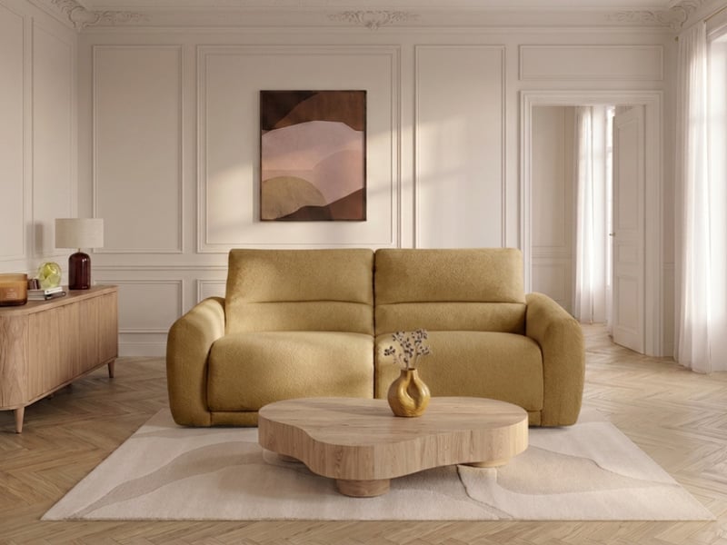 Bobochic canapé droit convertible minorque ouverture express tissu chenille jaune 160x200 MINORQUE - Conforama B