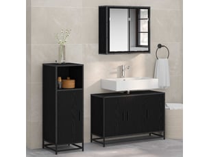 Ensemble de mobilier de salle de bain 3 pc chêne noir cf64346