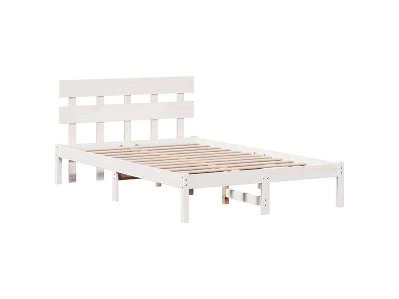  Lit double- lit adulte -  cadre de lit blanc 135 x 190 cm bois de pin massif  - Conforama C