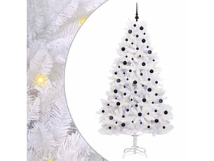 Sapin de noël, arbre de noël artificiel à branches articulées blanc 210 cm shl8728