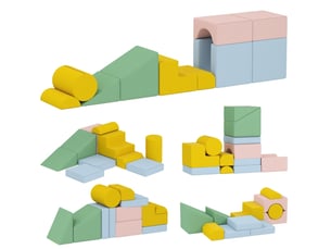 Set de modules souples enfant 160x40x40 cm multicolore en mousse, 12 pièces lavables pour jeu intérieur